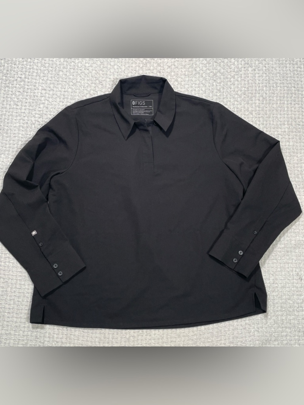 FIGS Technical Nala Scrub Top woman's Long Sleeve Black W21SW1056 #0085 Size XXL